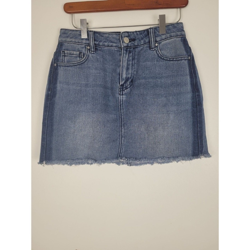Pacsun Skirt 24‎ Womens Medium Wash Mini Length Raw Hem Pockets Denim